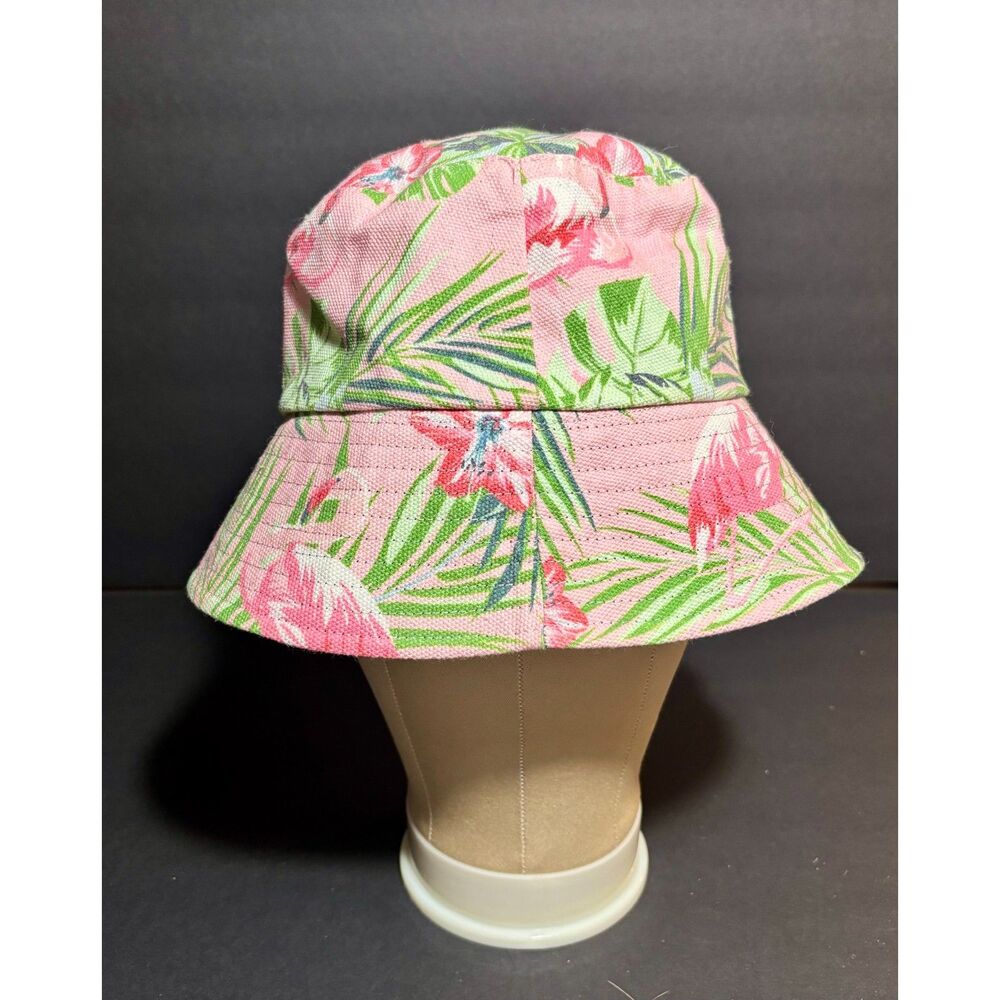 Marcus Adler NY Pink Tropical Floral Flamingo Bucket Hat One Size Beach Sun
